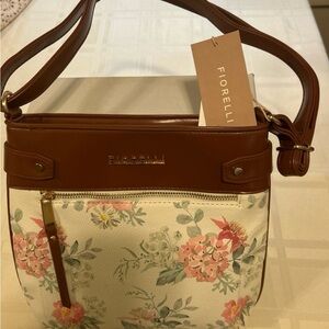 Giorgio Fiorelli Floral Crossbody Bag in Brown and Cream